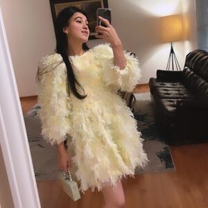 Feathered Yellow-green dress